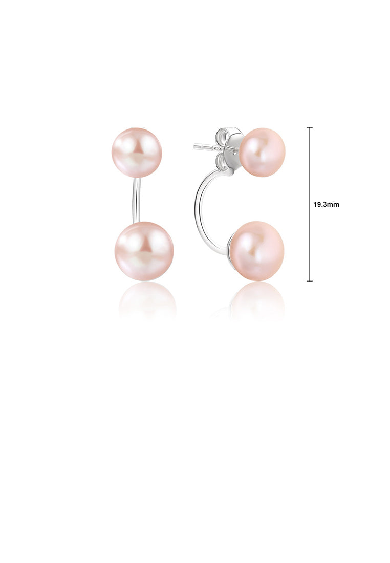 925 Sterling Silver Fashion Simple C-shape Geometric Stud Earrings with Purple Freshwater Pearls