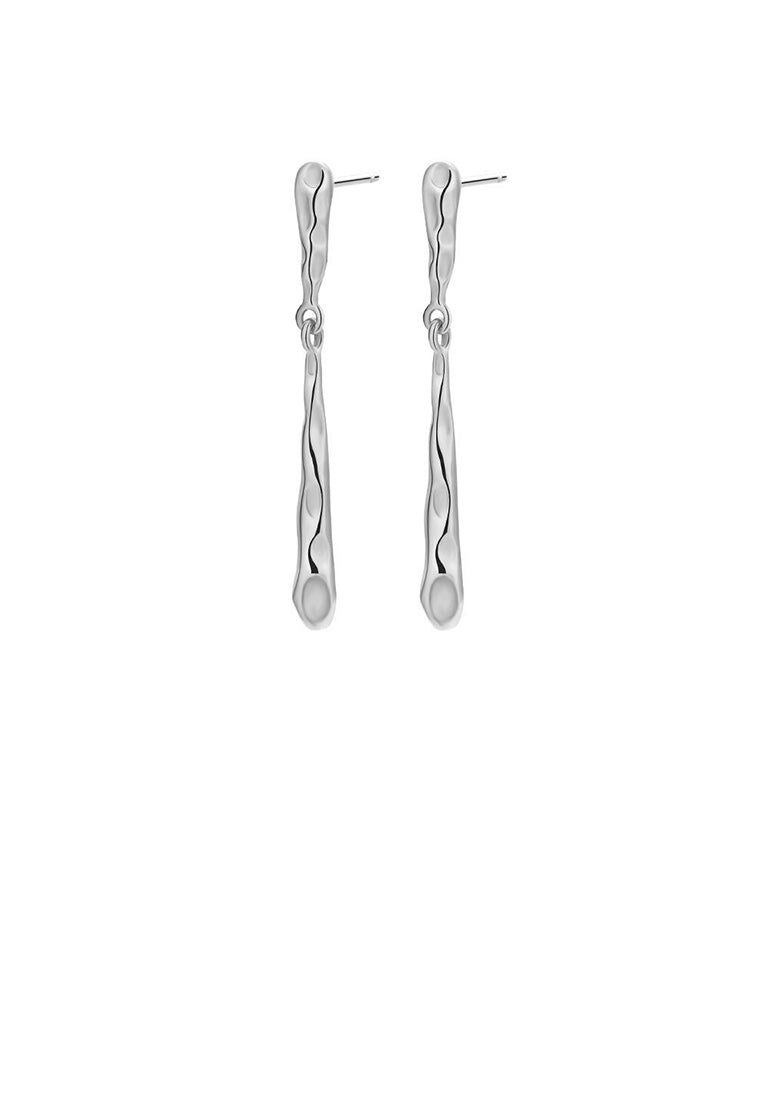 925 Sterling Silver Simple Temperament Irregular Texture Geometric Tassel Earrings