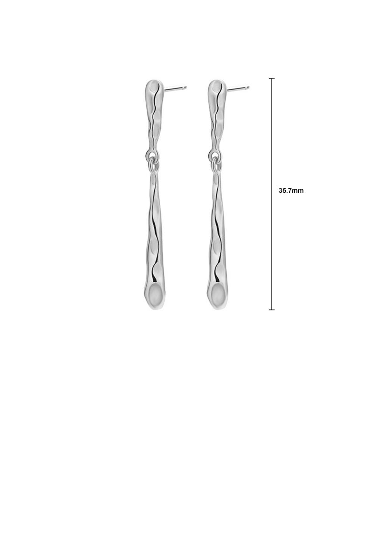 925 Sterling Silver Simple Temperament Irregular Texture Geometric Tassel Earrings