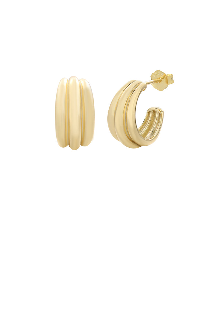 925 Sterling Silver Plated Gold Fashion Temperament Geometric Half Round Stud Earrings