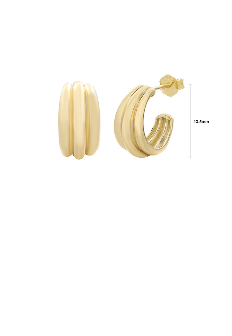 925 Sterling Silver Plated Gold Fashion Temperament Geometric Half Round Stud Earrings