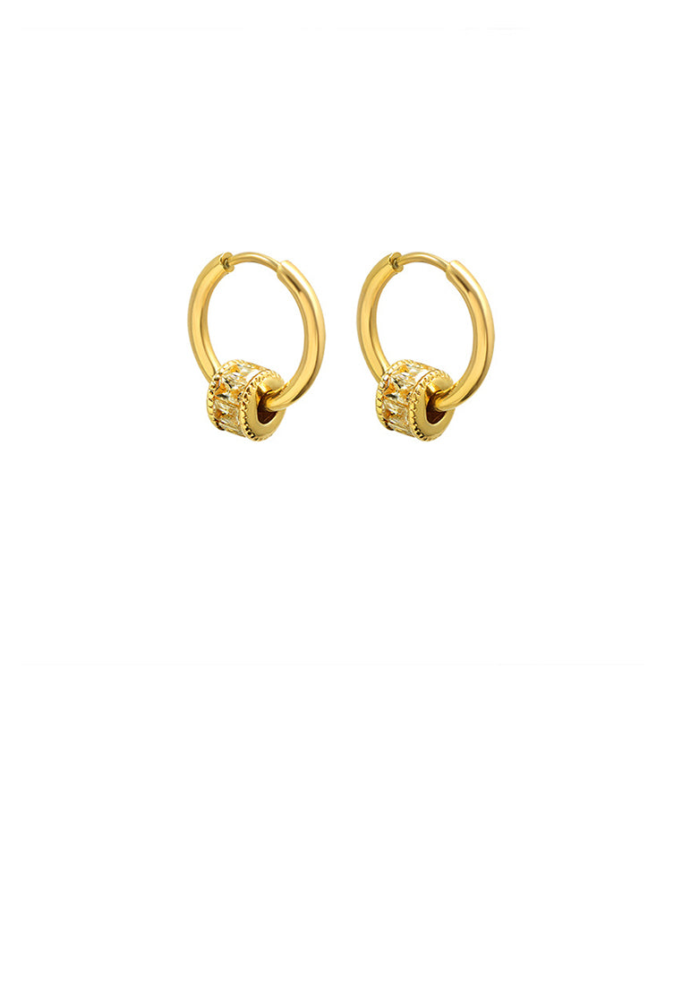 Simple Temperament Plated Gold 316L Stainless Steel Small Waist Geometric Circle Earrings with Cubic Zirconia - Luxurious Look