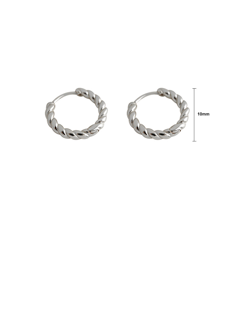 925 Sterling Silver Simple Personality Twist Geometric Circle Stud Earrings