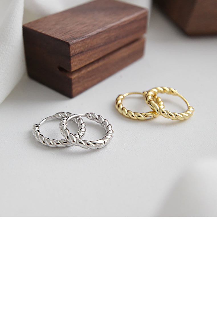 925 Sterling Silver Simple Personality Twist Geometric Circle Stud Earrings