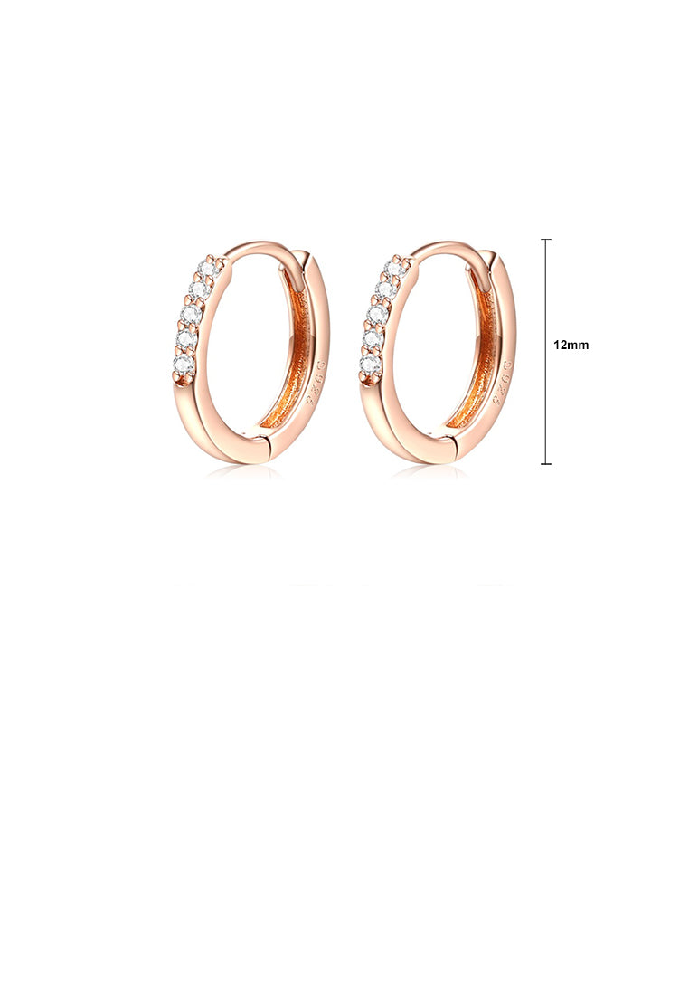 925 Sterling Silver Plated Rose Gold Simple Fashion Geometric Circle Stud Earrings with Cubic Zirconia - Luxurious Look