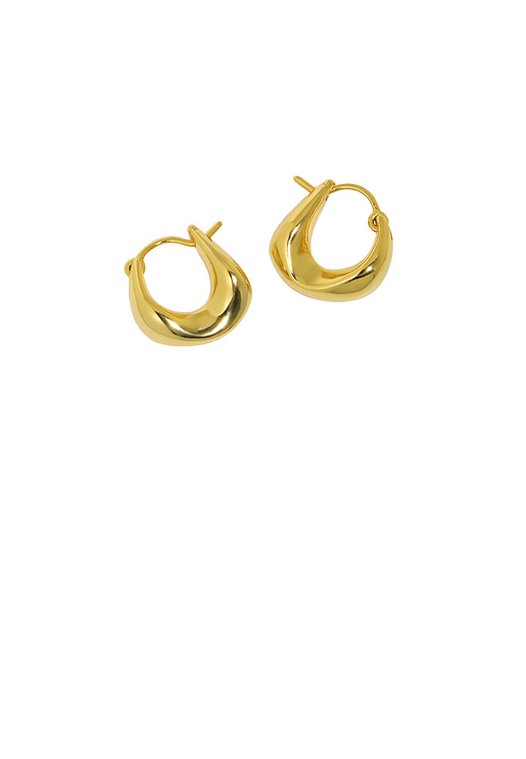 925 Sterling Silver Plated Gold Simple and Fashion Hollow Geometric Circle Stud Earrings