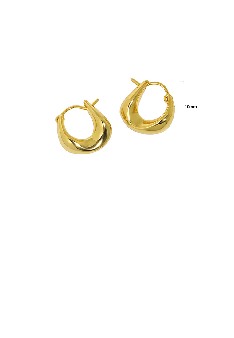 925 Sterling Silver Plated Gold Simple and Fashion Hollow Geometric Circle Stud Earrings