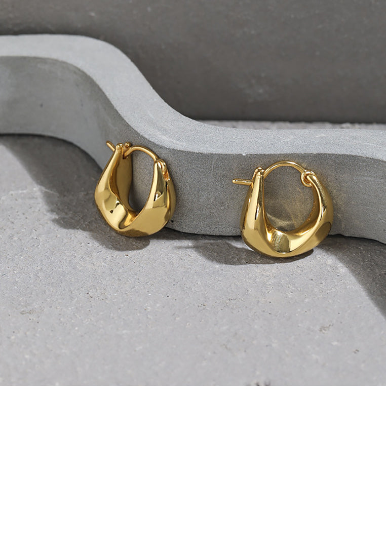 925 Sterling Silver Plated Gold Simple and Fashion Hollow Geometric Circle Stud Earrings