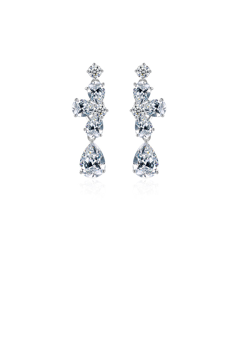 Fashion Elegant Flower Geometric Earrings with Cubic Zirconia - Luxurious Look