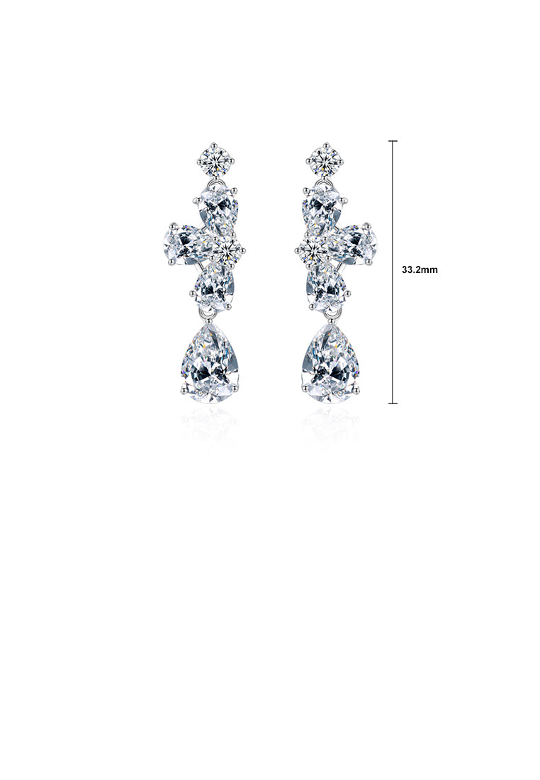 Fashion Elegant Flower Geometric Earrings with Cubic Zirconia - Luxurious Look