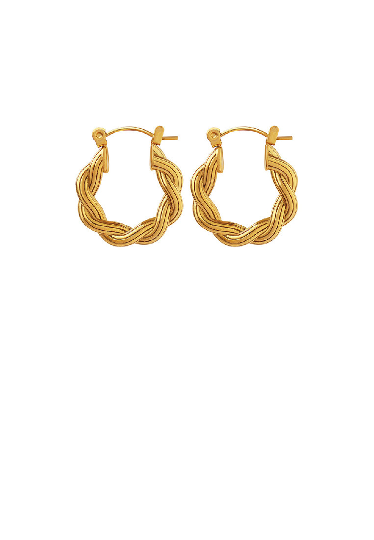 Fashion Personality Plated Gold 316L Stainless Steel Twist Geometric Circle Earrings