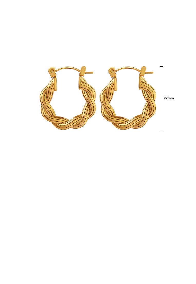 Fashion Personality Plated Gold 316L Stainless Steel Twist Geometric Circle Earrings