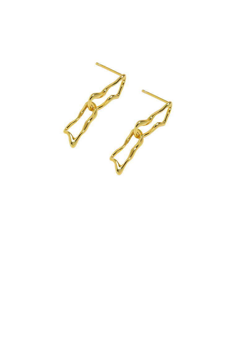 925 Sterling Silver Plated Gold Simple Temperament Irregular Hollow Geometric Earrings