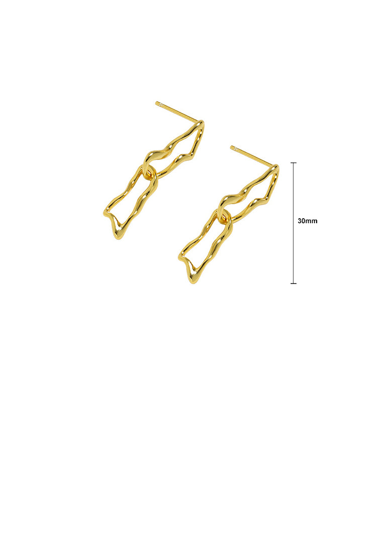 925 Sterling Silver Plated Gold Simple Temperament Irregular Hollow Geometric Earrings