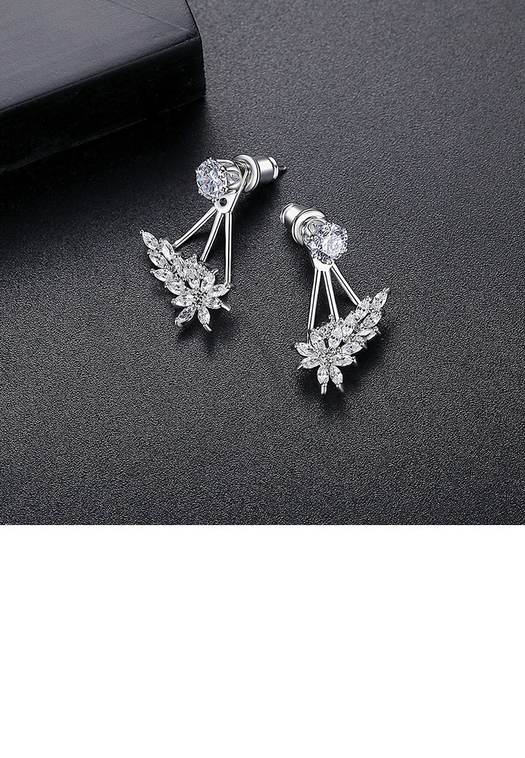 Fashion and Elegant Floral Earrings with Cubic Zirconia - Luxurious Look