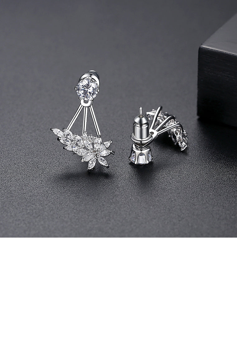 Fashion and Elegant Floral Earrings with Cubic Zirconia - Luxurious Look