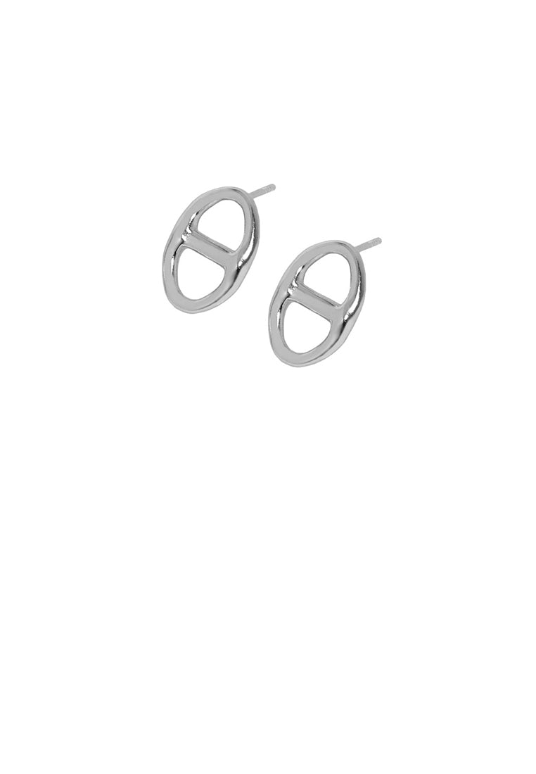 925 Sterling Silver Simple and Fashion Hollow Geometric Stud Earrings