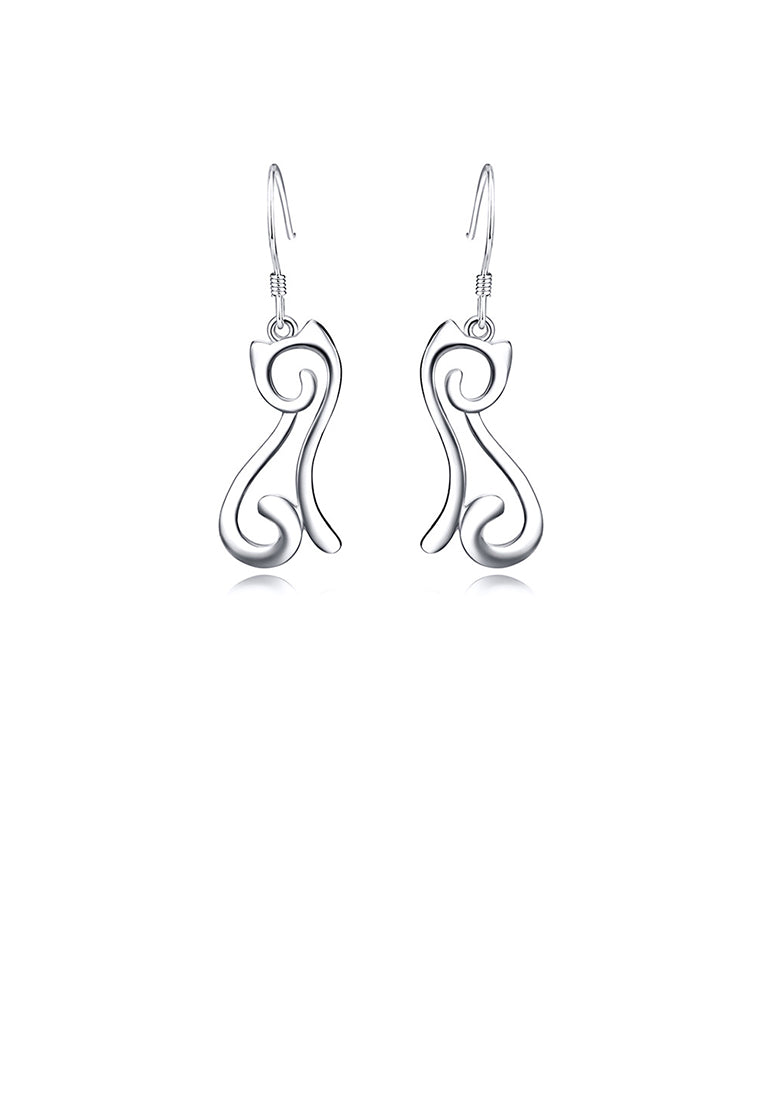 925 Sterling Silver Simple Cute Cat Earrings