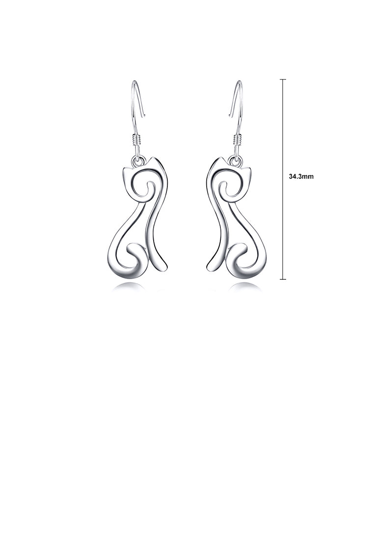925 Sterling Silver Simple Cute Cat Earrings