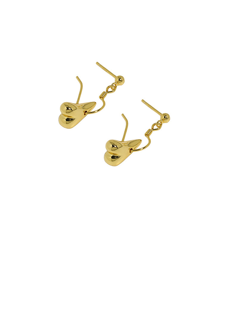 925 Sterling Silver Plated Gold Simple Fashion Heart Earrings