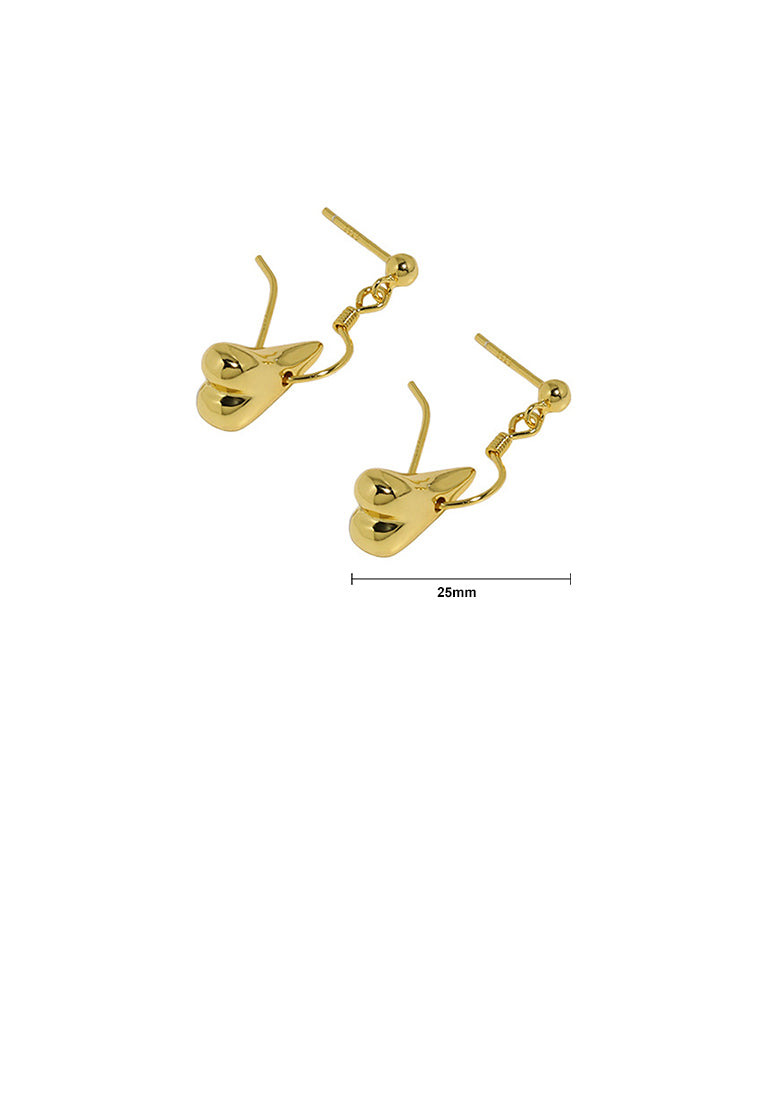 925 Sterling Silver Plated Gold Simple Fashion Heart Earrings