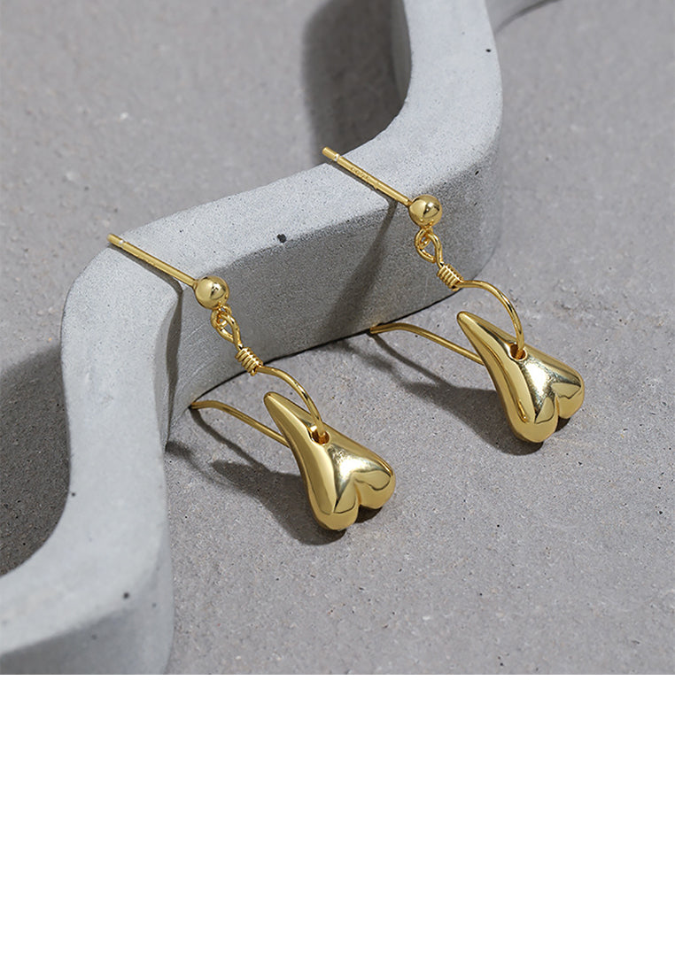 925 Sterling Silver Plated Gold Simple Fashion Heart Earrings