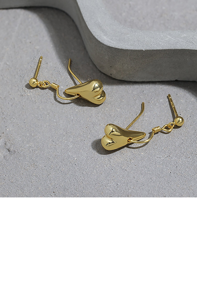 925 Sterling Silver Plated Gold Simple Fashion Heart Earrings