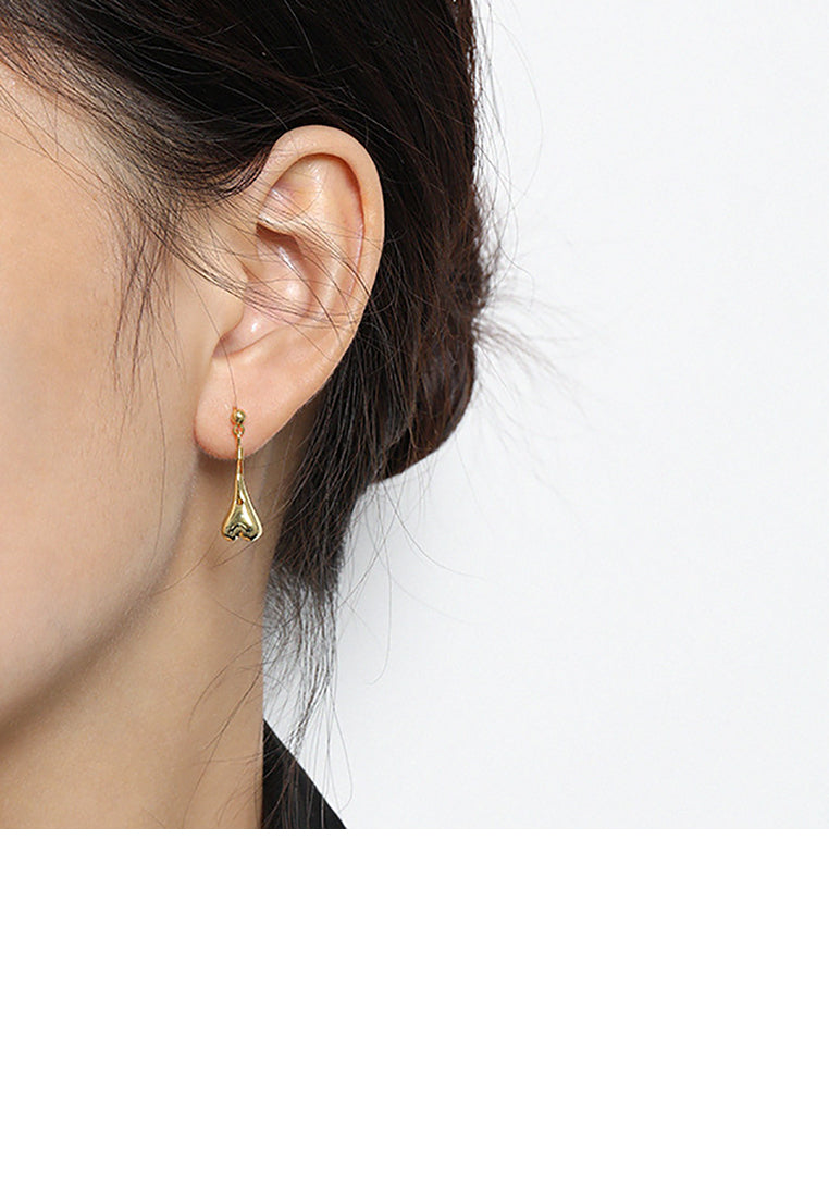 925 Sterling Silver Plated Gold Simple Fashion Heart Earrings