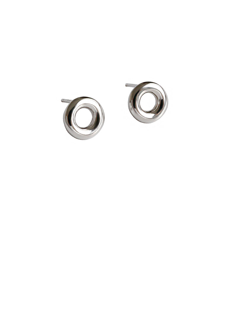925 Sterling Silver Simple Fashion Hollow Geometric Circle Stud Earrings