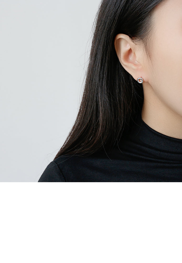 925 Sterling Silver Simple Fashion Hollow Geometric Circle Stud Earrings