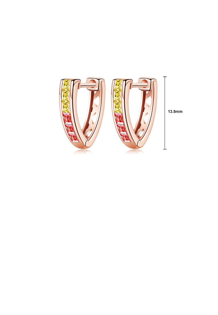 925 Sterling Silver Plated Rose Gold Simple Temperament Geometric Triangle Stud Earrings with Cubic Zirconia - Luxurious Look