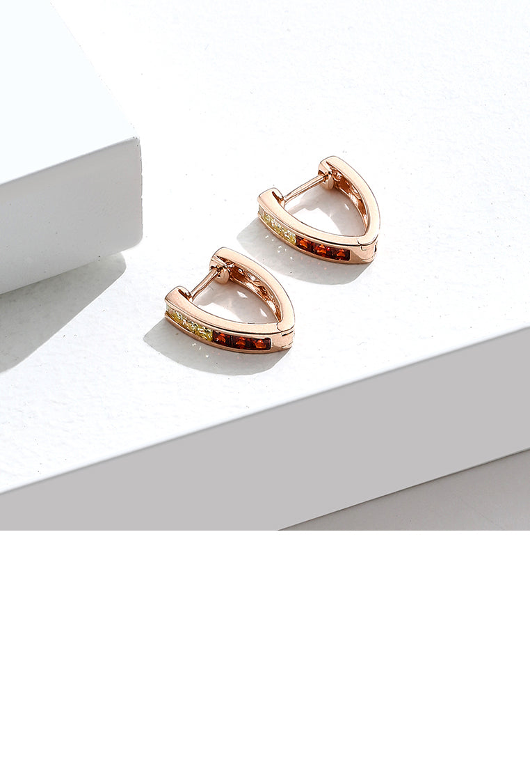 925 Sterling Silver Plated Rose Gold Simple Temperament Geometric Triangle Stud Earrings with Cubic Zirconia - Luxurious Look
