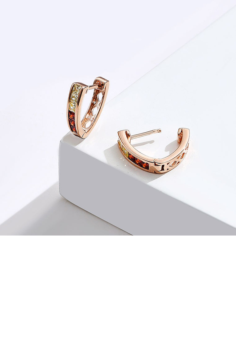 925 Sterling Silver Plated Rose Gold Simple Temperament Geometric Triangle Stud Earrings with Cubic Zirconia - Luxurious Look