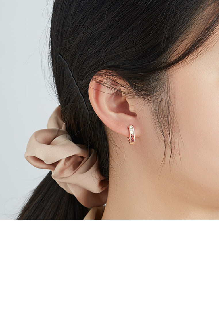 925 Sterling Silver Plated Rose Gold Simple Temperament Geometric Triangle Stud Earrings with Cubic Zirconia - Luxurious Look