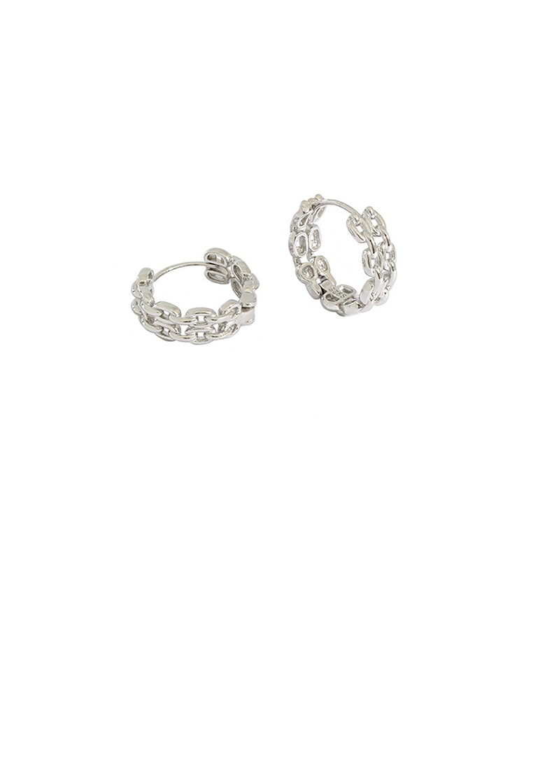 925 Sterling Silver Simple Personality Double Chain Geometric Round Stud Earrings