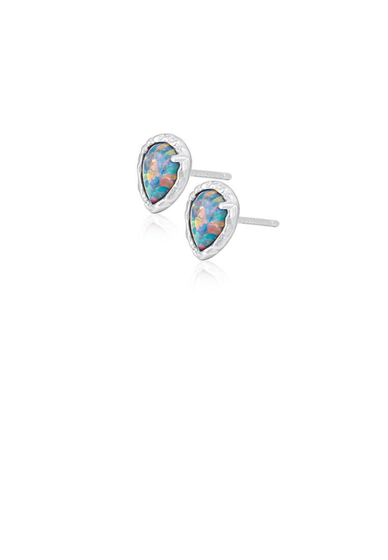 925 Sterling Silver Fashion and Elegant Water Drop Shaped Geometric Stud Earrings with Blue Cubic Zirconia - Luxurious Look