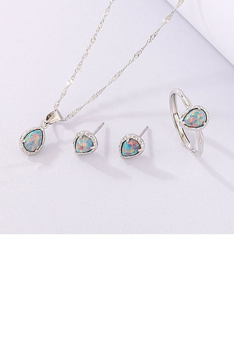 925 Sterling Silver Fashion and Elegant Water Drop Shaped Geometric Stud Earrings with Blue Cubic Zirconia - Luxurious Look