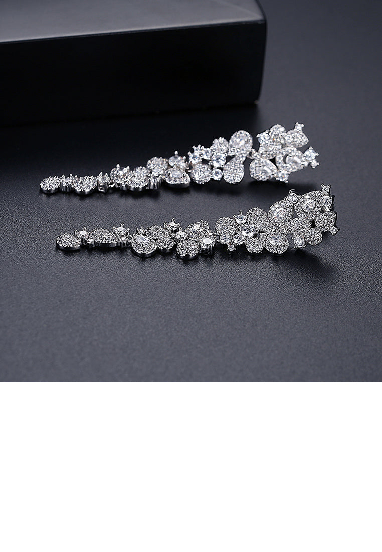 Fashion Bright Water Drop-shaped Tassel Earrings with Cubic Zirconia - Luxurious Look