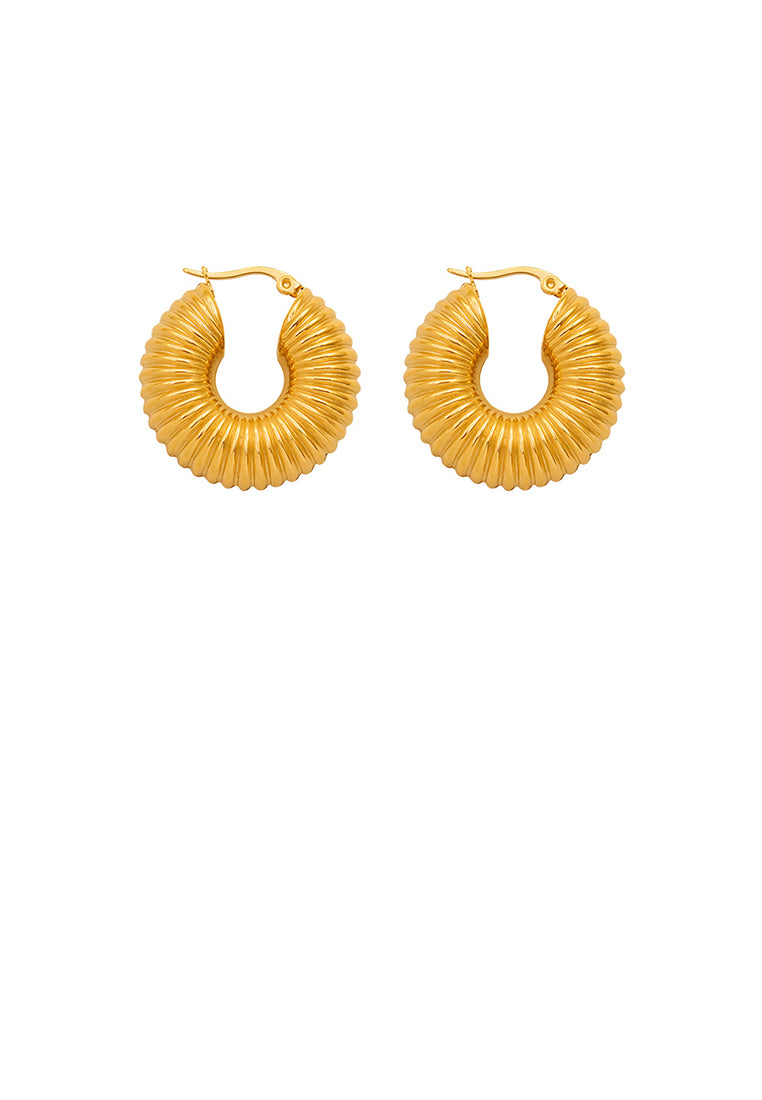 Fashion Personality Plated Gold 316L Stainless Thread Circle Geometric Earrings