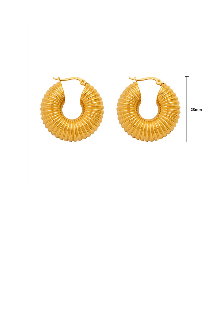 Fashion Personality Plated Gold 316L Stainless Thread Circle Geometric Earrings