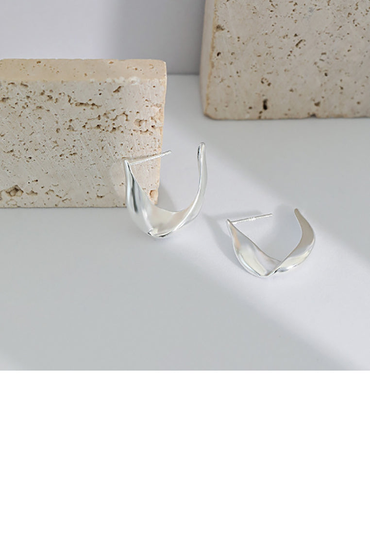 925 Sterling Silver Fashion Simple Button Pattern Geometric Stud Earrings