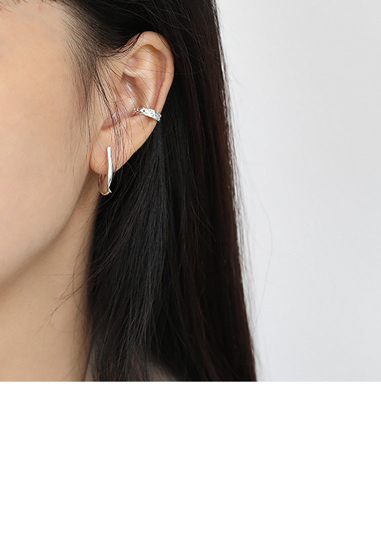 925 Sterling Silver Fashion Simple Button Pattern Geometric Stud Earrings