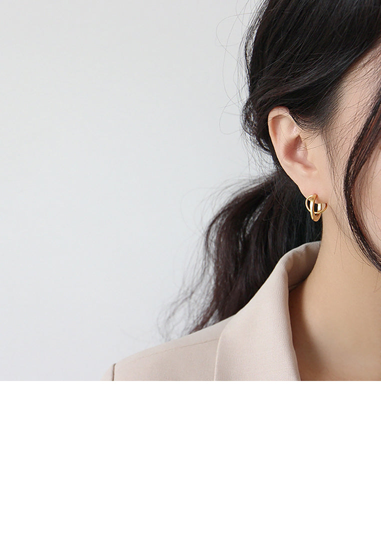 925 Sterling Silver Plated Gold Simple Creative Geometric Half Circle Stud Earrings