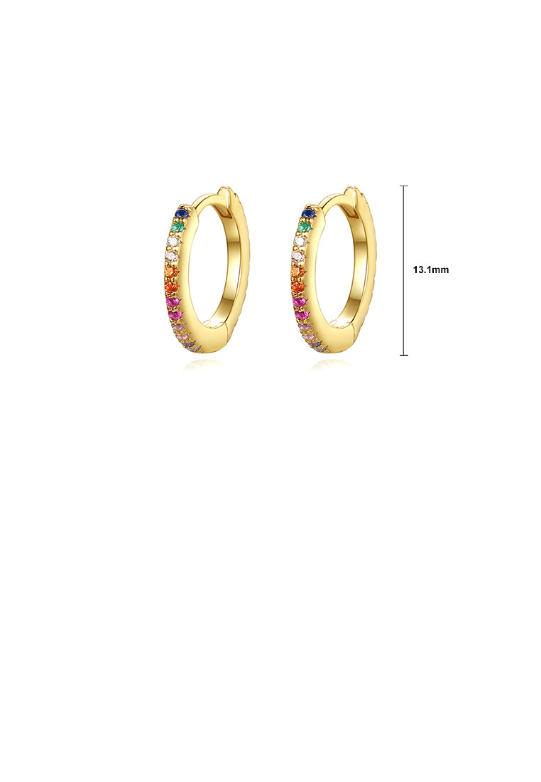 Simple and Exquisite Plated Gold Geometric Circle Stud Earrings with Colorful Cubic Zirconia - Luxurious Look