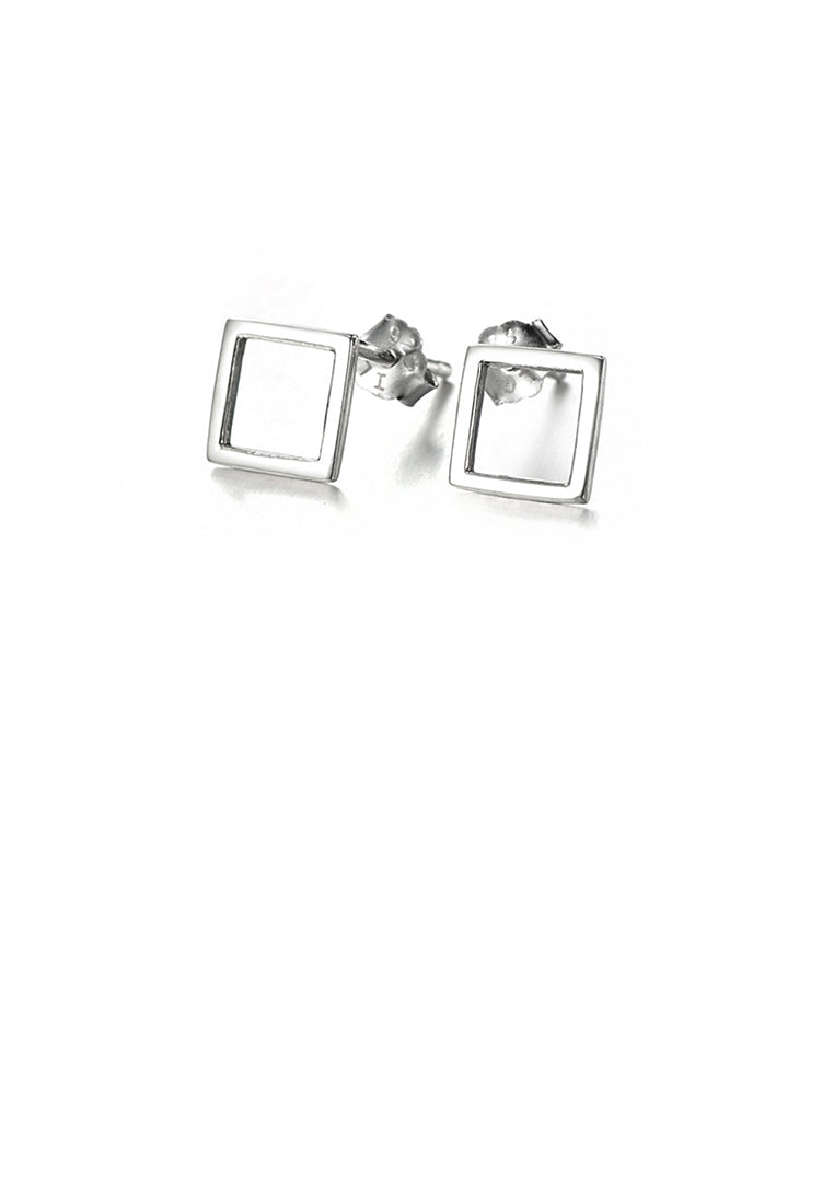 925 Sterling Silver Simple Fashion Hollow Geometric Diamond Stud Earrings
