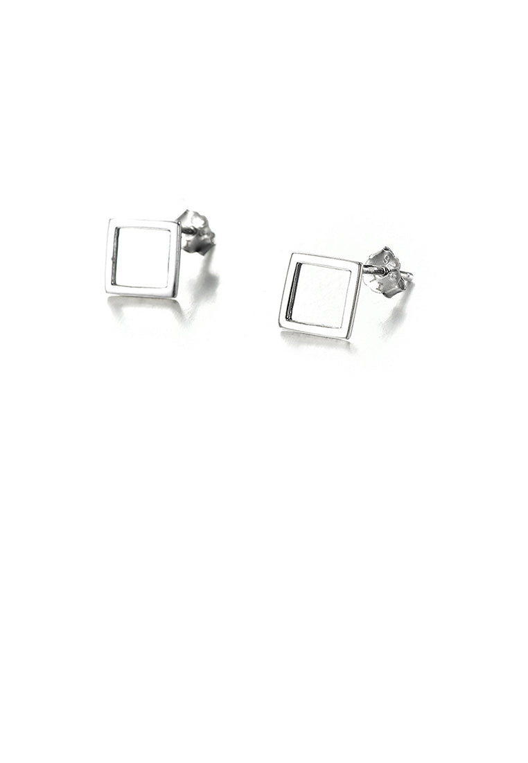 925 Sterling Silver Simple Fashion Hollow Geometric Diamond Stud Earrings