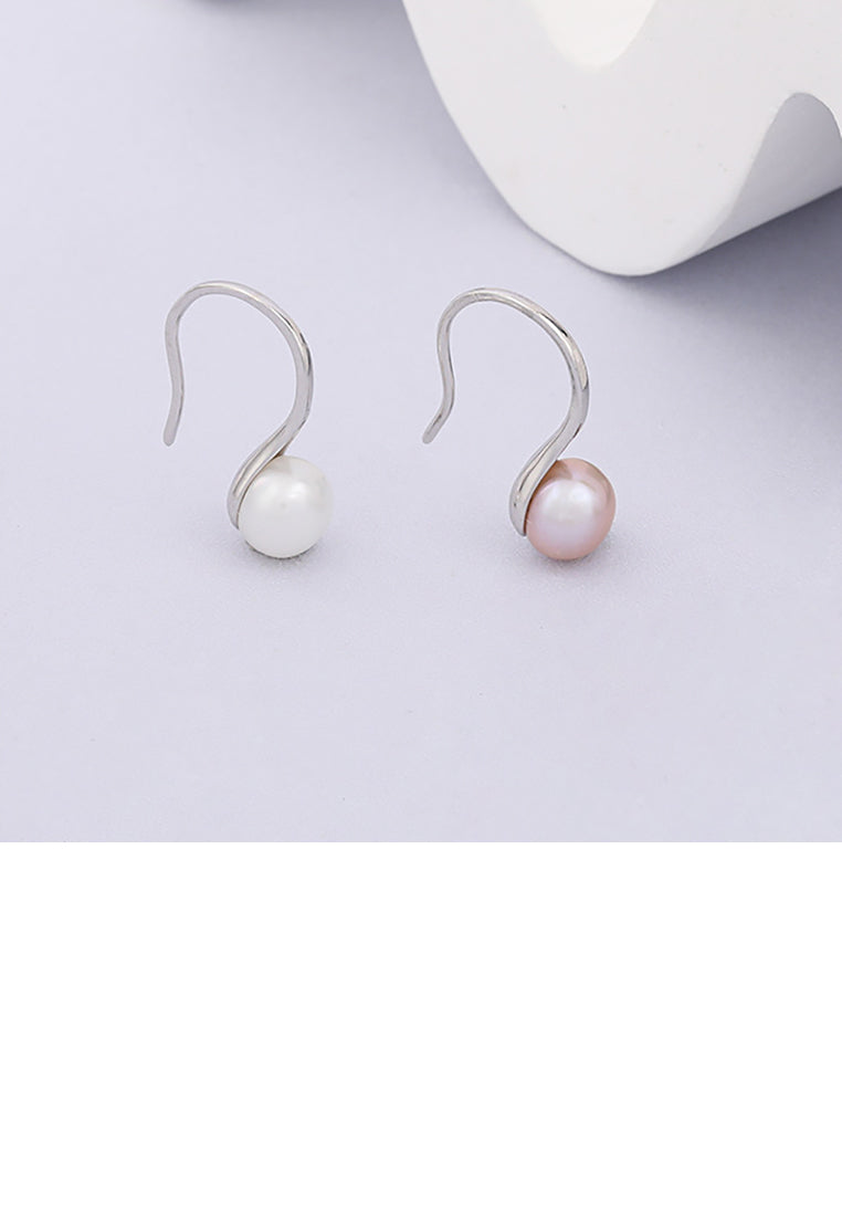 925 Sterling Silver Simple Temperament Water Drop-shaped Purple Freshwater Pearl Earrings - Luxurious Look