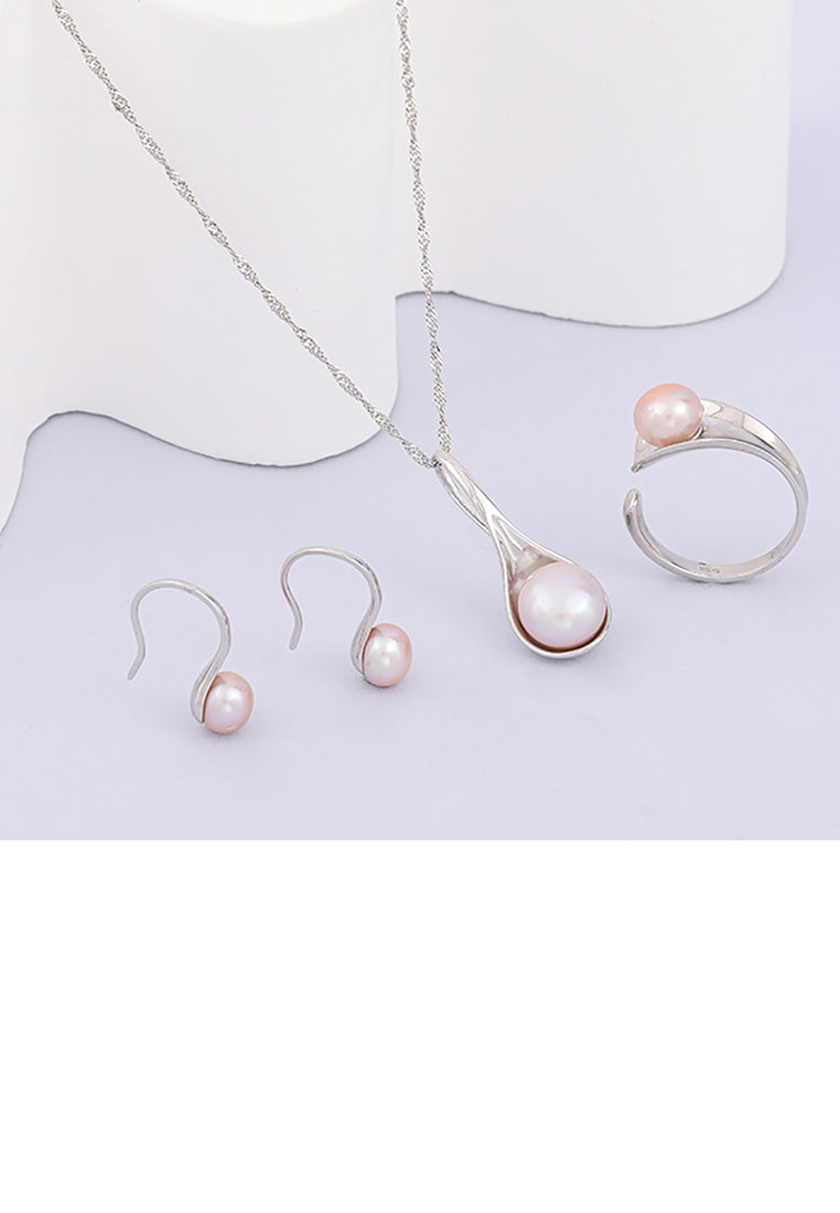 925 Sterling Silver Simple Temperament Water Drop-shaped Purple Freshwater Pearl Earrings - Luxurious Look