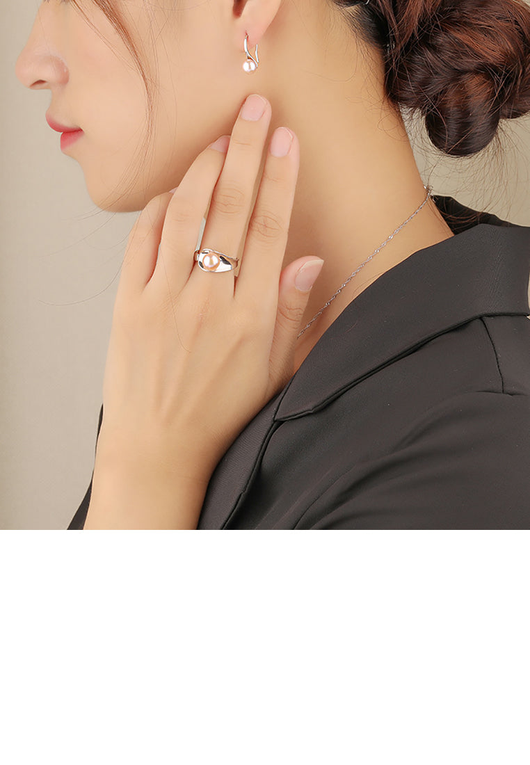 925 Sterling Silver Simple Temperament Water Drop-shaped Purple Freshwater Pearl Earrings - Luxurious Look