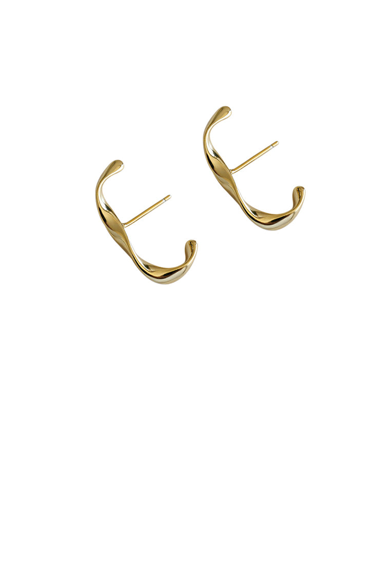 925 Sterling Silver Plated Gold Simple Temperament C-shaped Mobius Stud Earrings